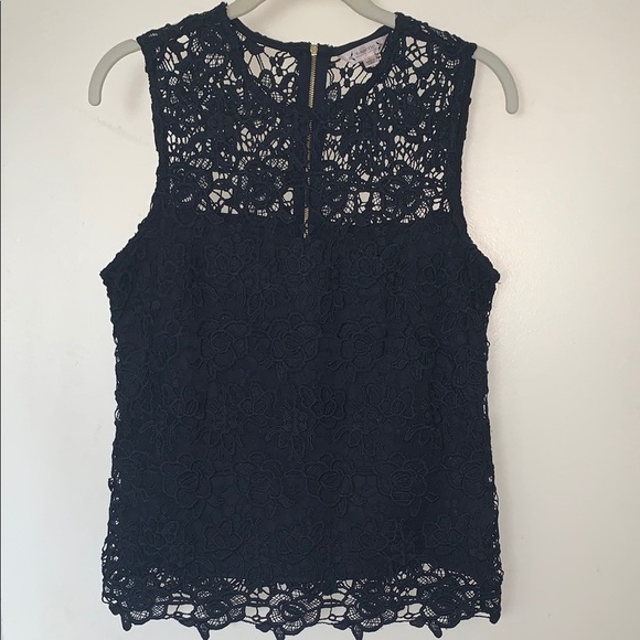 Gently Loved Elegant Navy Lace Sleeveless Top by Nanette Lepore - Picture 1 of 6